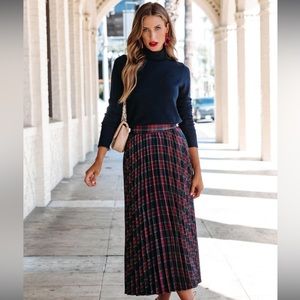 VICI Plaid Pleated Midi Skirt